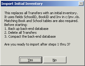 Textbook inventory update