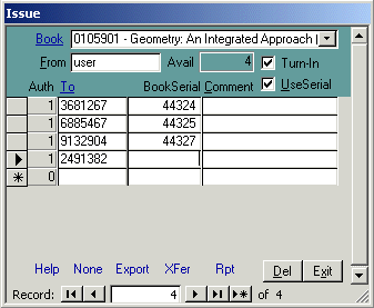 Classroom textbook issue or turn-in